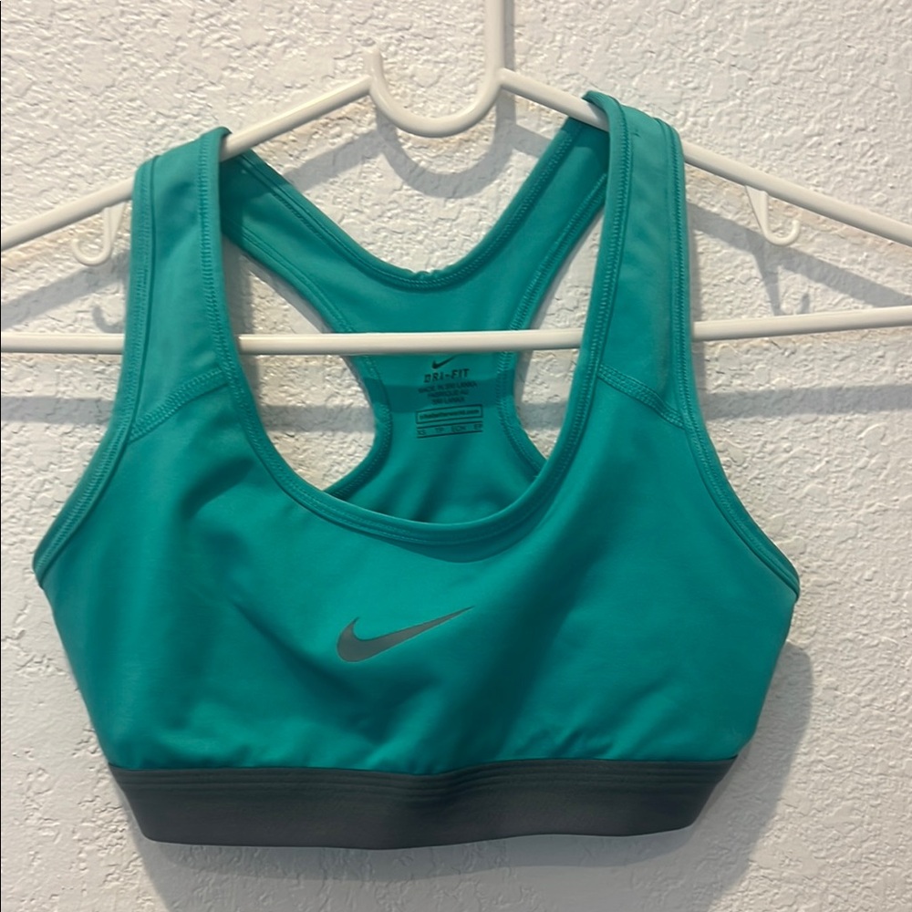 Nike Teal and Gray Sports Bra Medium Support